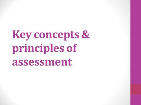 Key concepts & principles of assessment. What is Assessment ? Assessment for Learning is the process of seeking and interpreting evidence for use by learners.
