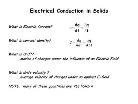 Electrical Conduction in Solids
