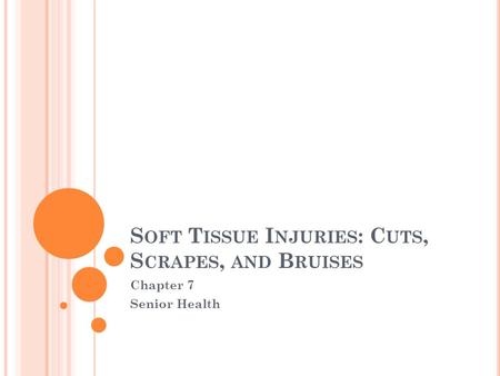 S OFT T ISSUE I NJURIES : C UTS, S CRAPES, AND B RUISES Chapter 7 Senior Health.
