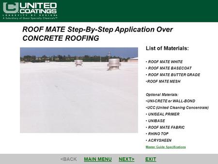 ROOF MATE Step-By-Step Application Over CONCRETE ROOFING