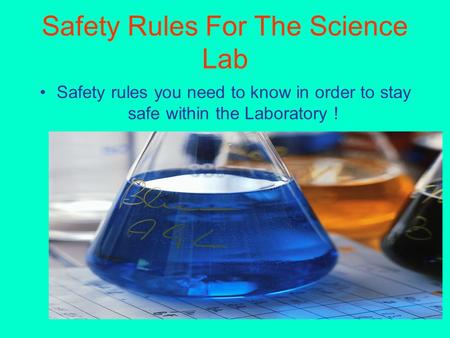 Safety Rules For The Science Lab