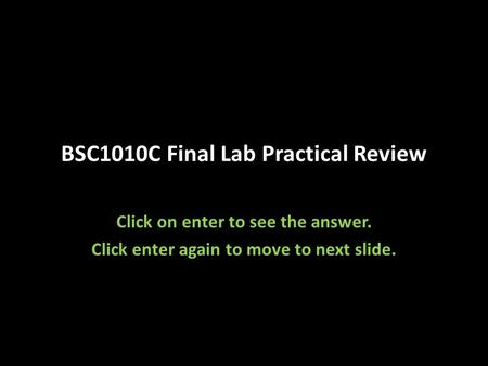 BSC1010C Final Lab Practical Review Click on enter to see the answer. Click enter again to move to next slide.