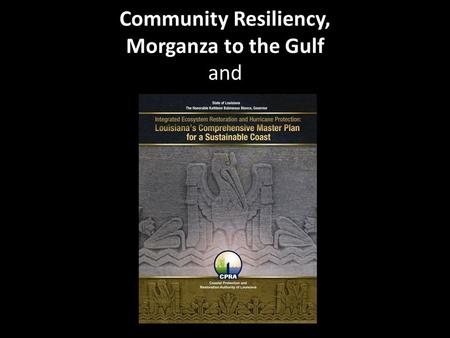 Community Resiliency, Morganza to the Gulf and. Community Resiliency Resiliency is frequently defined as the capacity of human and natural/physical systems.