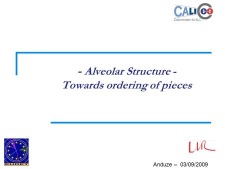 Anduze – 03/09/2009 - Alveolar Structure - Towards ordering of pieces.