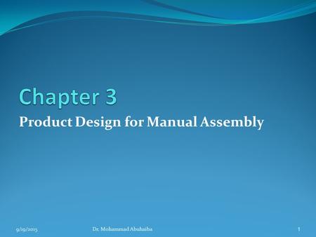 Product Design for Manual Assembly
