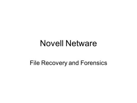 File Recovery and Forensics