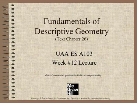 Fundamentals of Descriptive Geometry (Text Chapter 26)