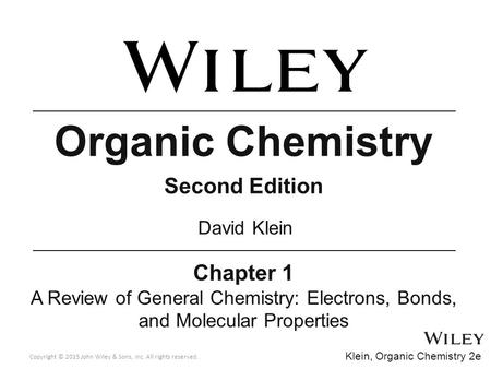 Organic Chemistry Second Edition Chapter 1 David Klein