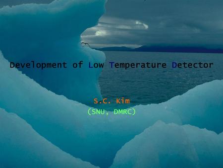 Development of Low Temperature Detector S.C. Kim (SNU, DMRC)