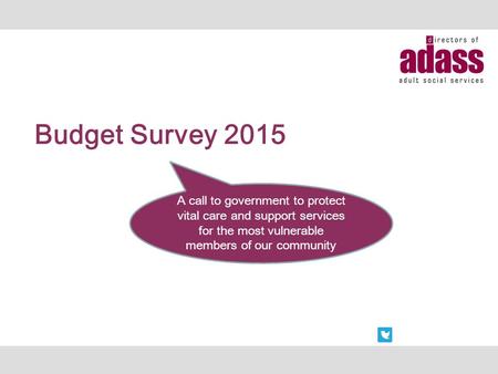 Budget Survey 2015 A call to government to protect vital care and support services for the most vulnerable members of our community.
