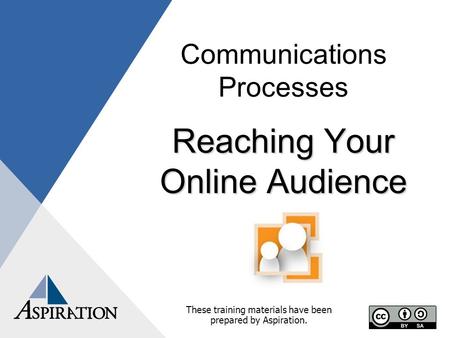 Communications Processes Reaching Your Online Audience These training materials have been prepared by Aspiration.