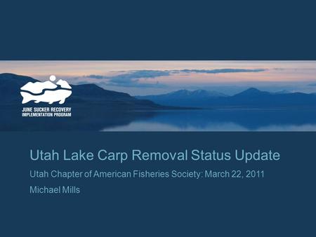 Utah Lake Carp Removal Status Update Utah Chapter of American Fisheries Society: March 22, 2011 Michael Mills.