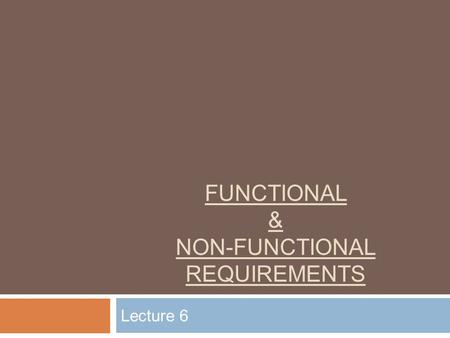 Functional & non-functional Requirements