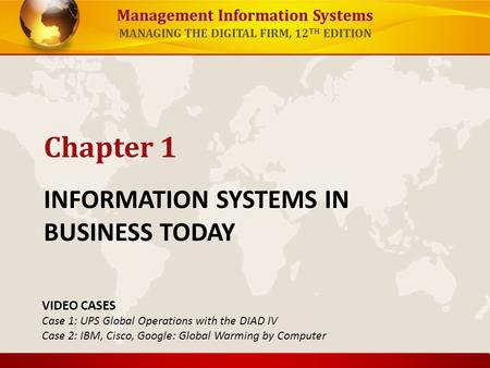 INFORMATION SYSTEMS IN BUSINESS TODAY