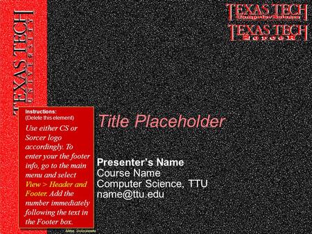 Mike Sobolewki Presenter’s Name Course Name Computer Science, TTU Title Placeholder Instructions: (Delete this element) Use either CS or Sorcer.