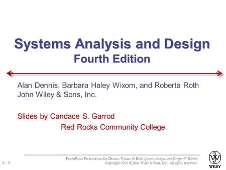 Systems Analysis and Design Fourth Edition
