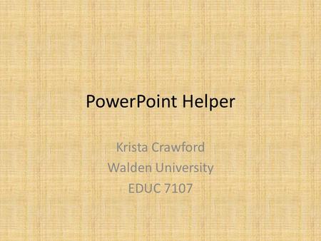 Krista Crawford Walden University EDUC 7107