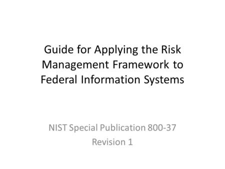 NIST Special Publication Revision 1