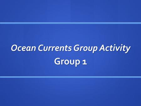 Ocean Currents Group Activity