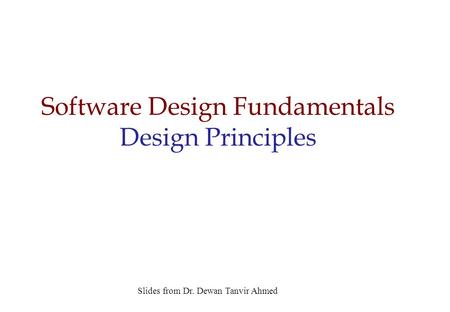 Software Design Fundamentals Design Principles