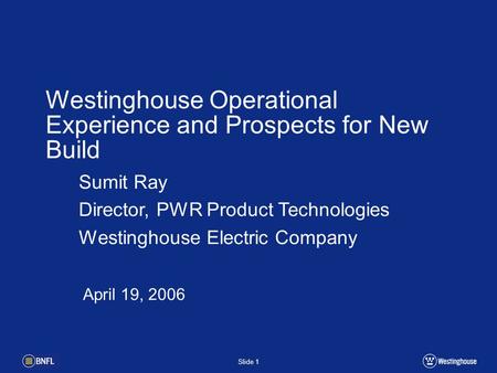 Westinghouse Operational Experience and Prospects for New Build