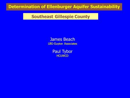 Determination of Ellenburger Aquifer Sustainability