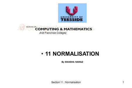 Section 11 : Normalisation