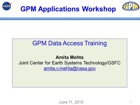 GPM Applications Workshop