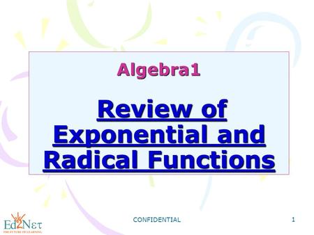 Algebra1 Review of Exponential and Radical Functions