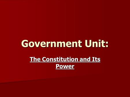 Government Unit: The Constitution and Its Power. Articles of Confederation Articles of Confederation First attempt at a governing document. First attempt.