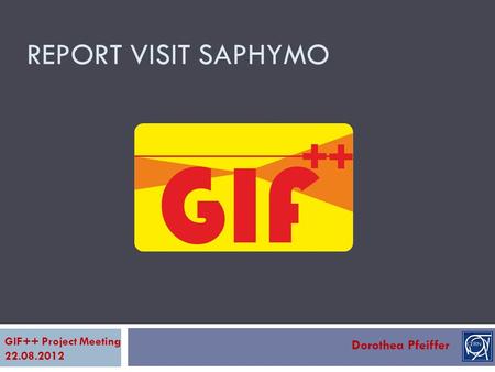 REPORT VISIT SAPHYMO Dorothea Pfeiffer GIF++ Project Meeting 22.08.2012.