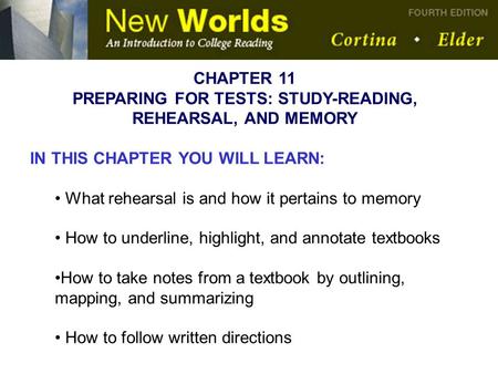 PREPARING FOR TESTS: STUDY-READING, REHEARSAL, AND MEMORY
