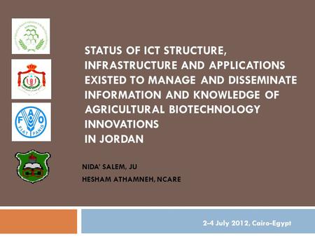 STATUS OF ICT STRUCTURE, INFRASTRUCTURE AND APPLICATIONS EXISTED TO MANAGE AND DISSEMINATE INFORMATION AND KNOWLEDGE OF AGRICULTURAL BIOTECHNOLOGY INNOVATIONS.