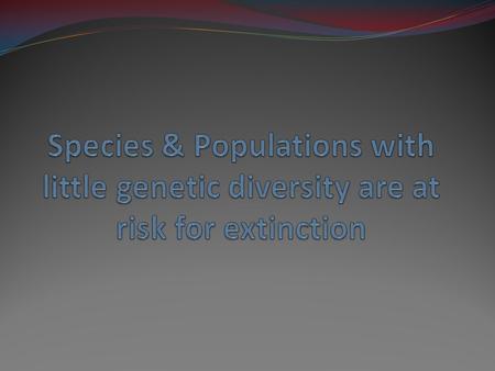 Why? Species that make up a population that are not genetically diverse are more susceptible to extinction because if their environment changes there.