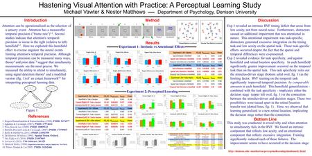 Hastening Visual Attention with Practice: A Perceptual Learning Study Michael Vawter & Nestor Matthews Department of Psychology, Denison University DiscussionIntroduction.