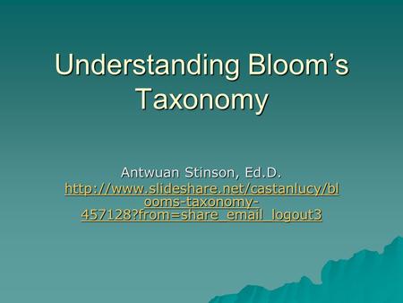 Understanding Bloom’s Taxonomy