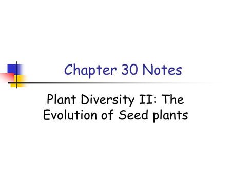 Chapter 30 Notes Plant Diversity II: The Evolution of Seed plants.