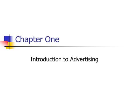 Introduction to Advertising