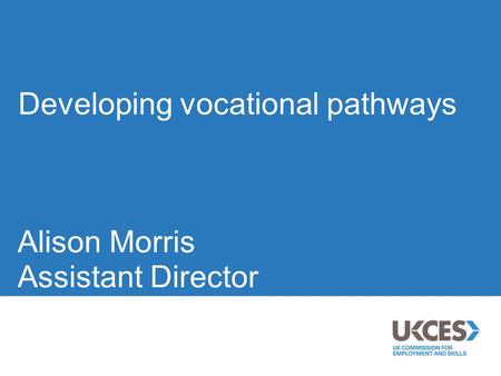 Developing vocational pathways Alison Morris Assistant Director.