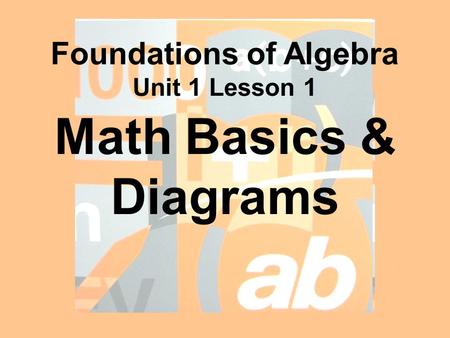 Math Basics & Diagrams Foundations of Algebra Unit 1 Lesson 1.