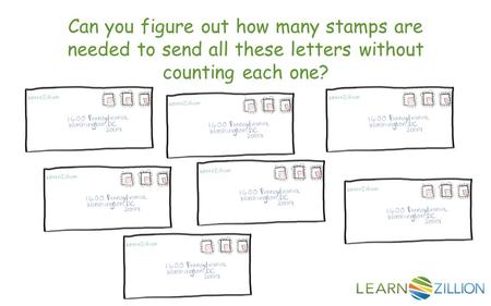 Can you figure out how many stamps are needed to send all these letters without counting each one?