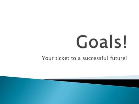 Your ticket to a successful future!.  Students will be able to assess the importance of goal setting and demonstrate writing goals.