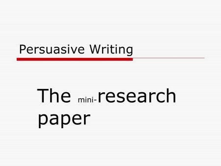 The mini-research paper
