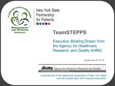 A partnership of the Healthcare Association of New York State and the Greater New York Hospital Association September 20, 2015 Executive Briefing Drawn.