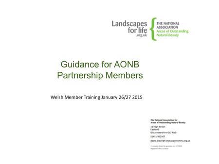 Guidance for AONB Partnership Members Welsh Member Training January 26/27 2015.