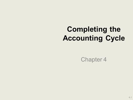 Completing the Accounting Cycle