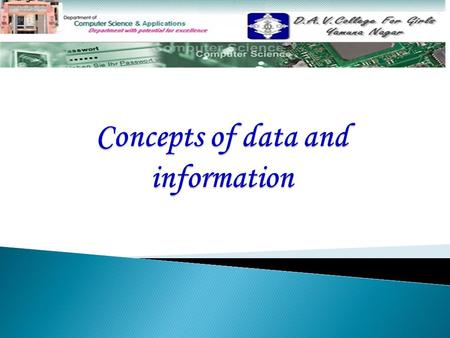 Topics Covered: Data Processing Data Processing Information Examples of data and information Examples of data and information Difference between data.