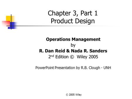 Chapter 3, Part 1 Product Design