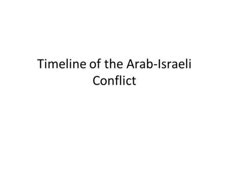 Timeline of the Arab-Israeli Conflict. 1973Yom Kippur/Ramadan War (4 th war) - Cause: Egypt & Syria try to regain 1967 land - Outcome: both claim victory;