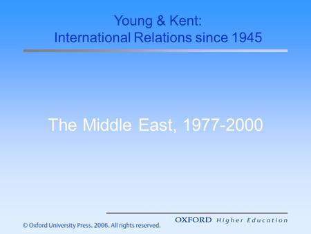 The Middle East, 1977-2000 Young & Kent: International Relations since 1945.
